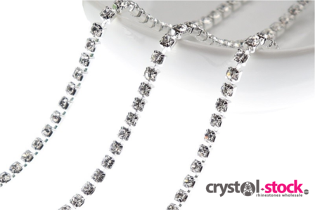 Strassketting Crystal  Silver Cup - 3mm - op rol