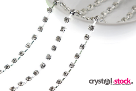 Strassketting Crystal  Silver Cup - 4mm - op rol