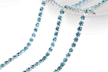 Strassketting Aquamarine Silver Cup - 4mm (SS16) 