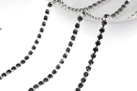 Strassketting Black Diamond Silver Cup - 4mm (SS16) - op rol 