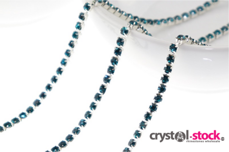 Strassketting Blue Zircon Silver Cup - 2.8mm - op rol