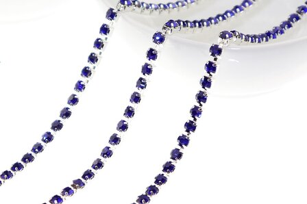 Strassketting Cobalt Silver Cup - 4mm (SS16) 