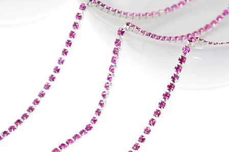 Strassketting Fel Roze Silver Cup - 2.8mm (SS10) 