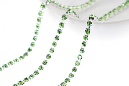 Strassketting Peridot Silver Cup - 2.8mm (SS10)
