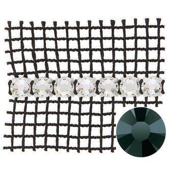 Preciosa Metal Banding met Chaton Rose MAXIMA - Jet - 1 rij - per 10 meter (platte achterkant)