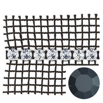 Preciosa Metal Banding met Chaton MAXIMA - Jet - 1 rij - per 10 meter (punt achterkant)