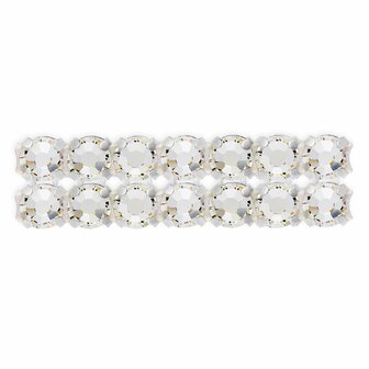 Preciosa Metal Banding met Chaton Rose MAXIMA - Crystal - 2 rijen - per 10 meter (platte achterkant)