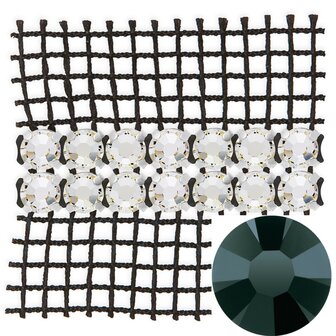 Preciosa Metal Banding met Chaton Rose MAXIMA - Jet - 2 rijen - per 10 meter (platte achterkant)