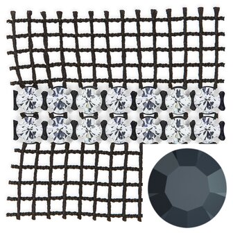 Preciosa Metal Banding met Chaton MAXIMA - Jet - 2 rijen - per 10 meter (punt achterkant)