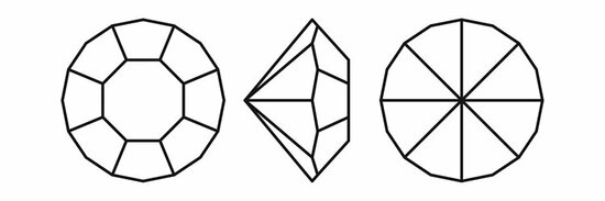 Crystal (SS0) Preciosa Chaton Maxima Pointed Back Jewelery stones - per 1440 stuks tekening