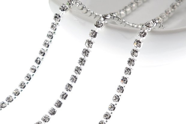 Strassketting Crystal Silver Cup - 3mm (SS12) - op rol