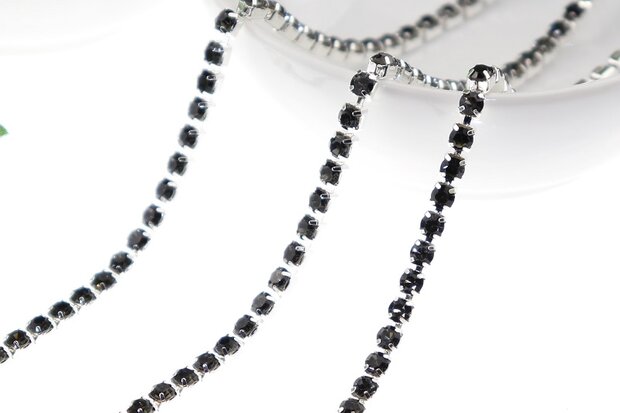 Strassketting Black Diamond Silver Cup - 2.8mm (SS10) 