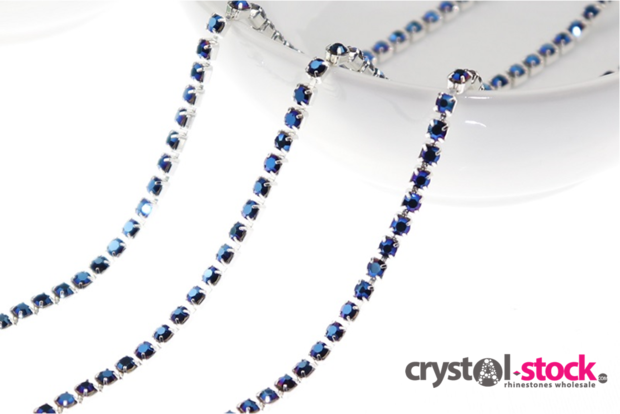 Strassketting Capri Blue Silver Cup - 2.8mm - op rol