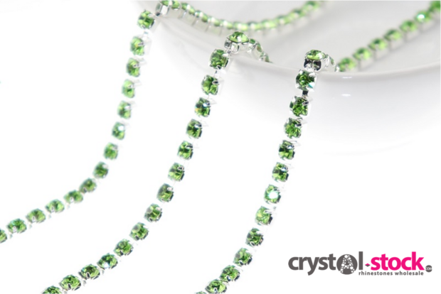 Strassketting Peridot Silver Cup - 4mm - op rol