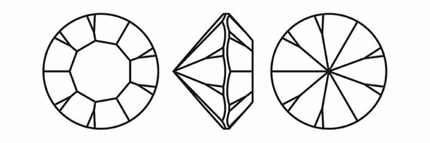 Crystal AB (SS34) Preciosa Chaton Maxima Pointed Back Jewelery stones - per 144 stuks tekening