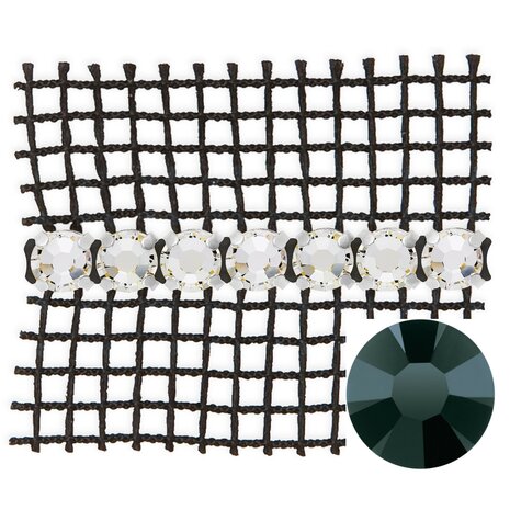 Preciosa Metal Banding met Chaton Rose MAXIMA - Jet - 1 rij - per 10 meter (platte achterkant)