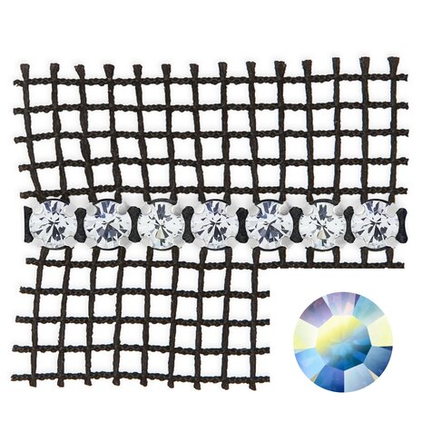 Preciosa Metal Banding met Chaton MAXIMA - Crystal AB - 1 rij - per 10 meter (punt achterkant)