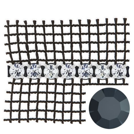 Preciosa Metal Banding met Chaton MAXIMA - Jet - 1 rij - per 10 meter (punt achterkant)