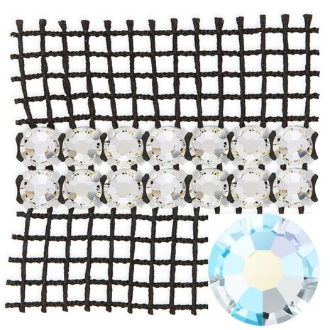 Preciosa Metal Banding met Chaton Rose MAXIMA - Crystal AB - 2 rijen - per 10 meter (platte achterkant)