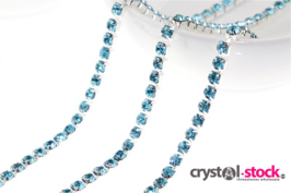 Strassketting Aquamarine Silver Cup - 2.8mm (SS10) 