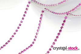 Strassketting Fel Roze Silver Cup - 2.8mm (SS10) 