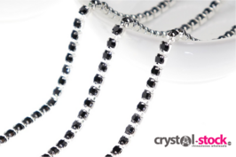 Strassketting Jet Silver Cup - 2.8mm (SS10) 