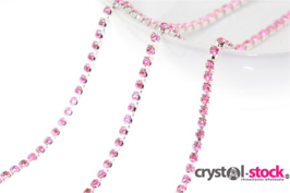 Strassketting Licht Fel Roze Silver Cup - 2.8mm (SS10) 