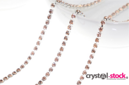Strassketting Light Peach Silver Cup - 2.8mm (SS10) 