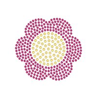 Peony / pioenroos (88.7 x 89.9 x 1.5mm) - Preciosa Transfer - Chaton Rose MAXIMA HF (ss6, ss8) Fuchsia, Light Topaz (per 10 stuks)