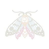 Moth (99 x 74.2 x 1.5mm) - Preciosa Transfer - Chaton Rose MAXIMA HF (ss3) Crystal AB, Black Diamond, Light Peach en Rose (per 5 stuks)
